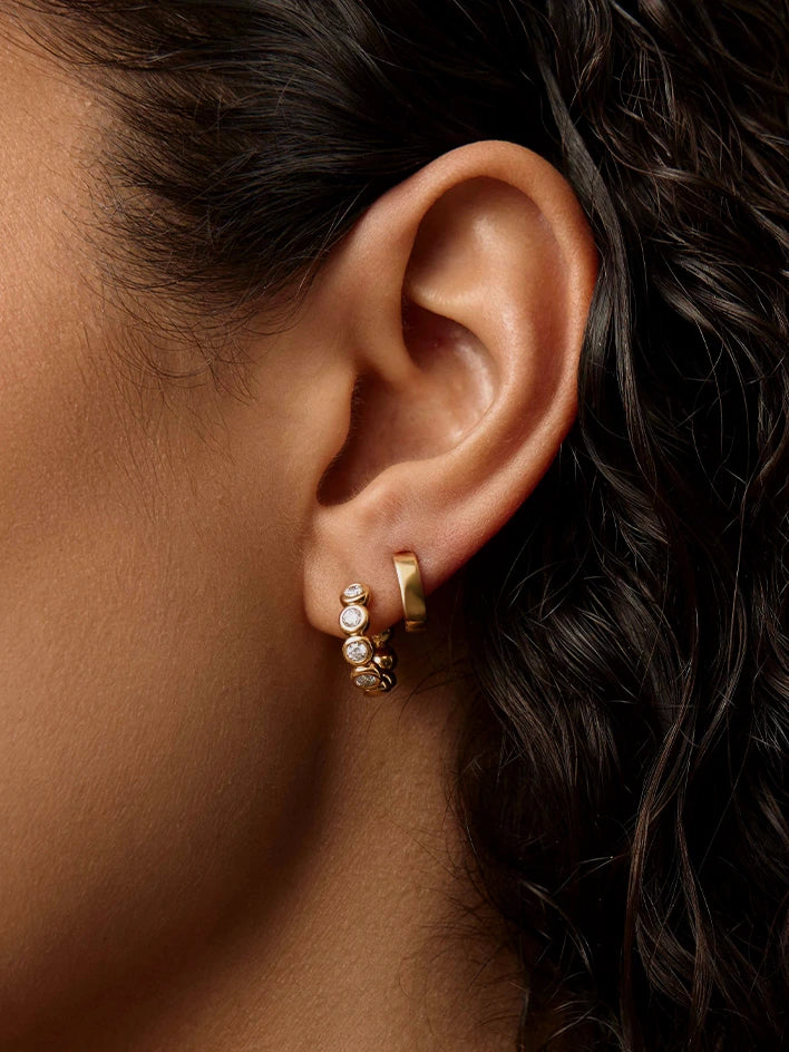 gold hoop earring ear stack