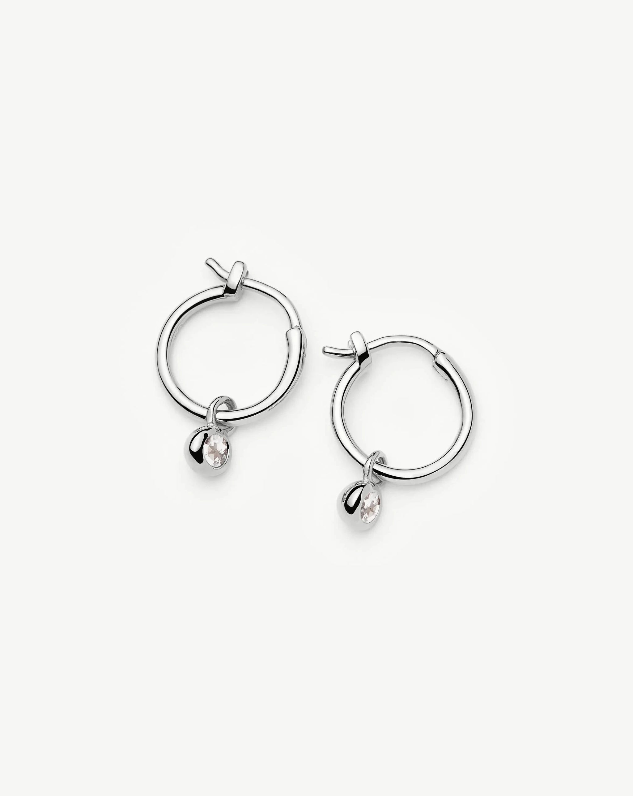 April Birthstone Mini Charm Hoop Earrings | Sterling Silver/Crystal Earrings Missoma