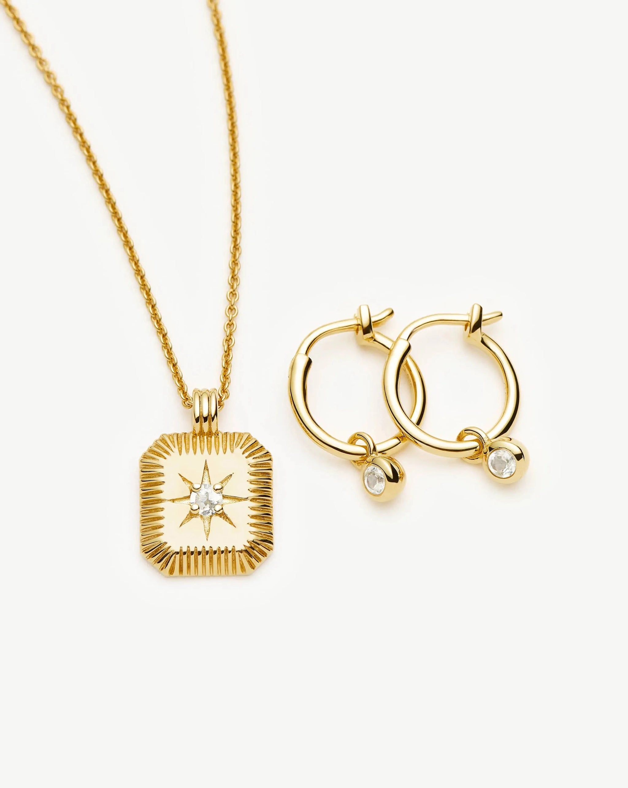 April Birthstone Necklace & Charm Earrings Set | 18ct Gold Vermeil/Crystal Necklaces Missoma