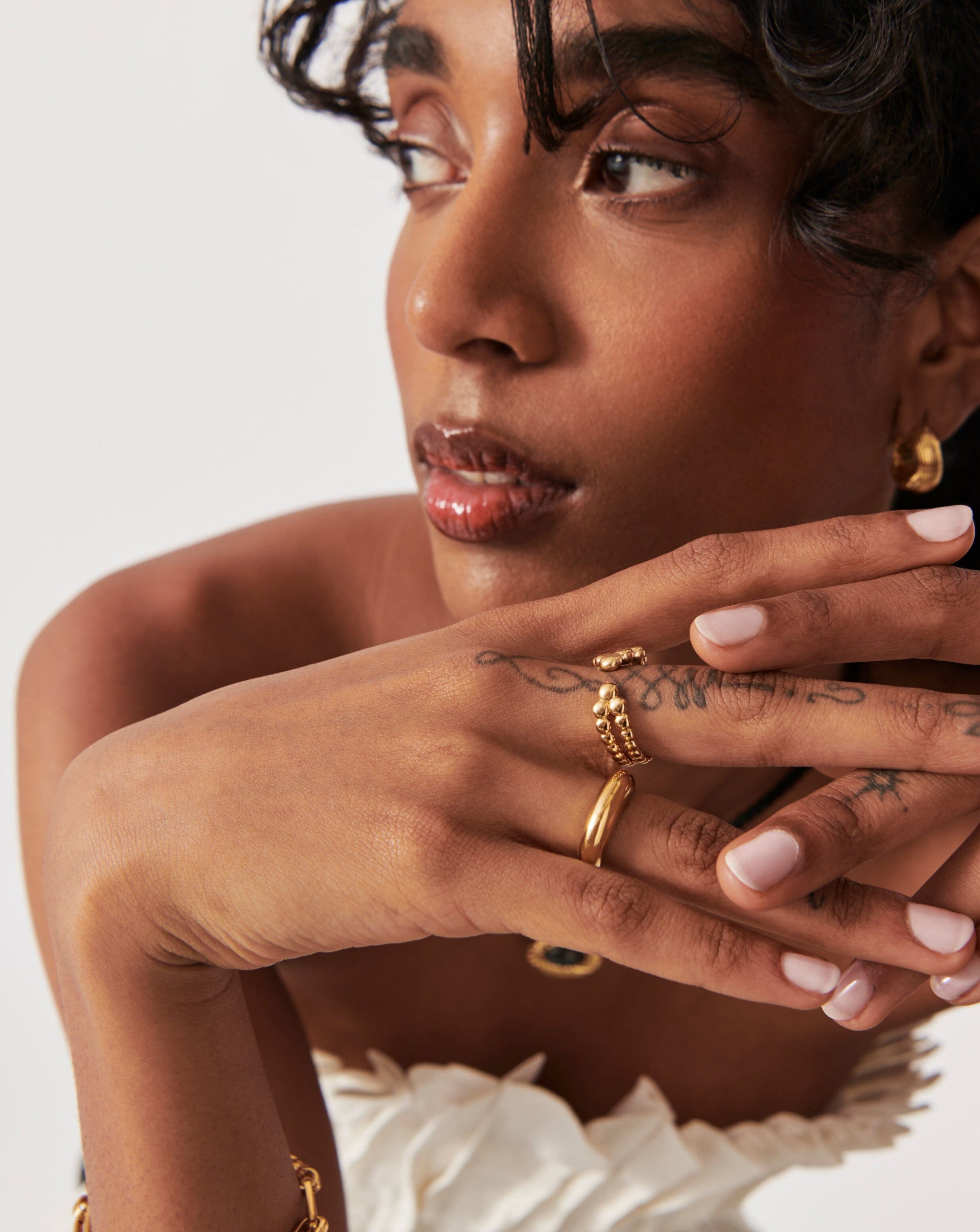 Articulated Beaded Open Ring | 18ct Gold Plated Vermeil Rings Missoma