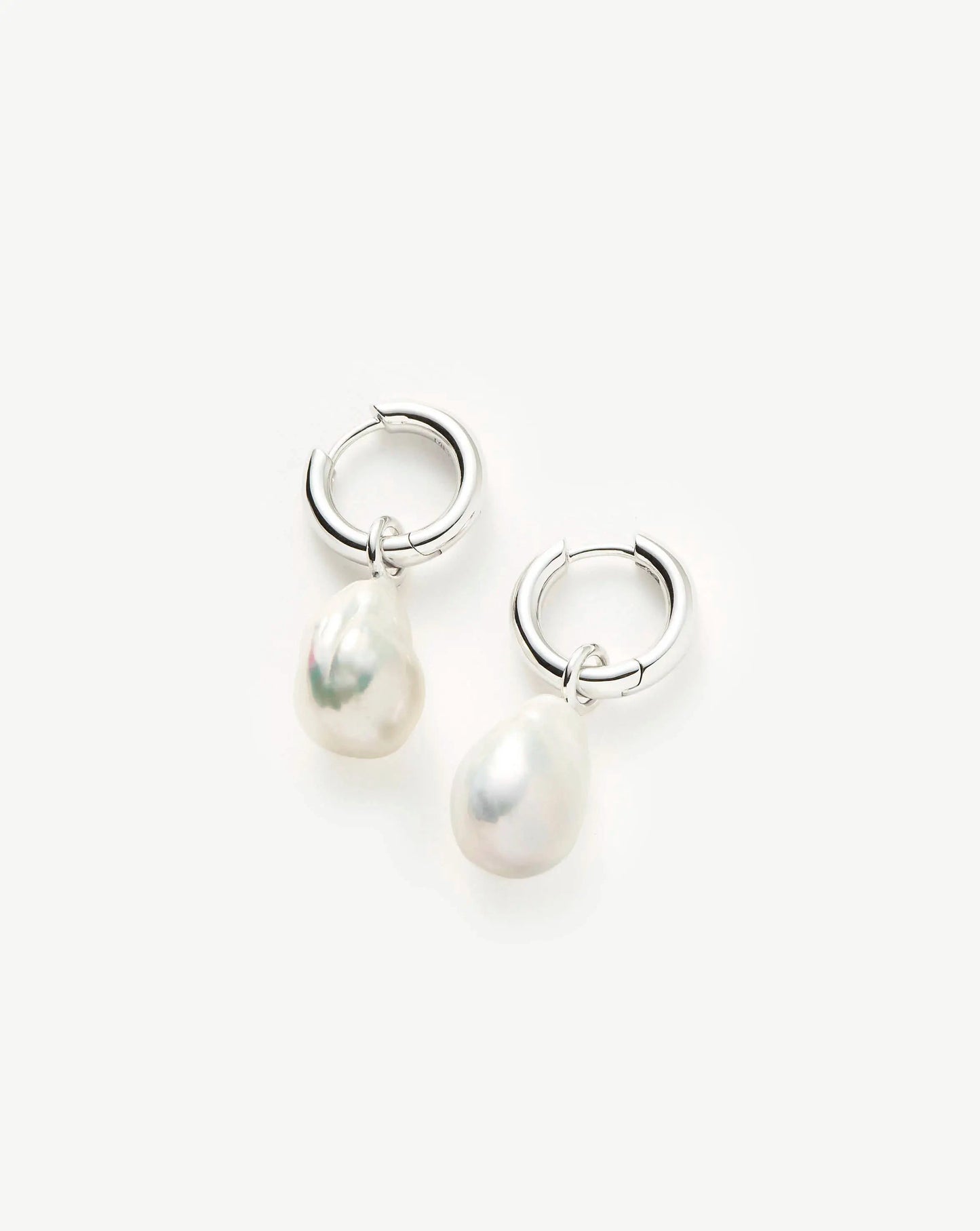 Baroque Pearl Drop Tunnel Mini Hoop Earrings | Sterling Silver Earrings Missoma