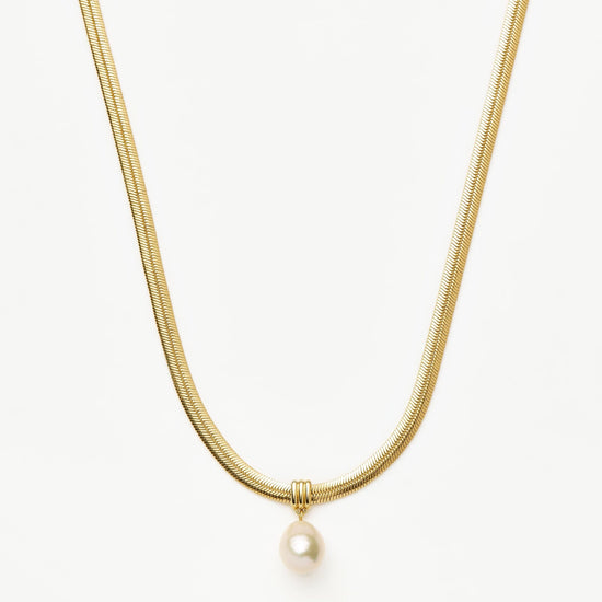 Baroque Pearl Snake Chain Pendant Necklace | 18ct Gold Plated Vermeil/Pearl Necklaces Missoma