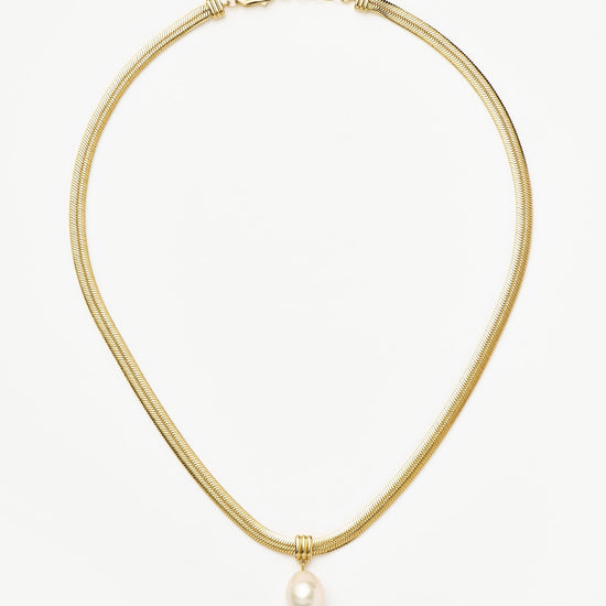 Baroque Pearl Snake Chain Pendant Necklace | 18ct Gold Plated Vermeil/Pearl Necklaces Missoma