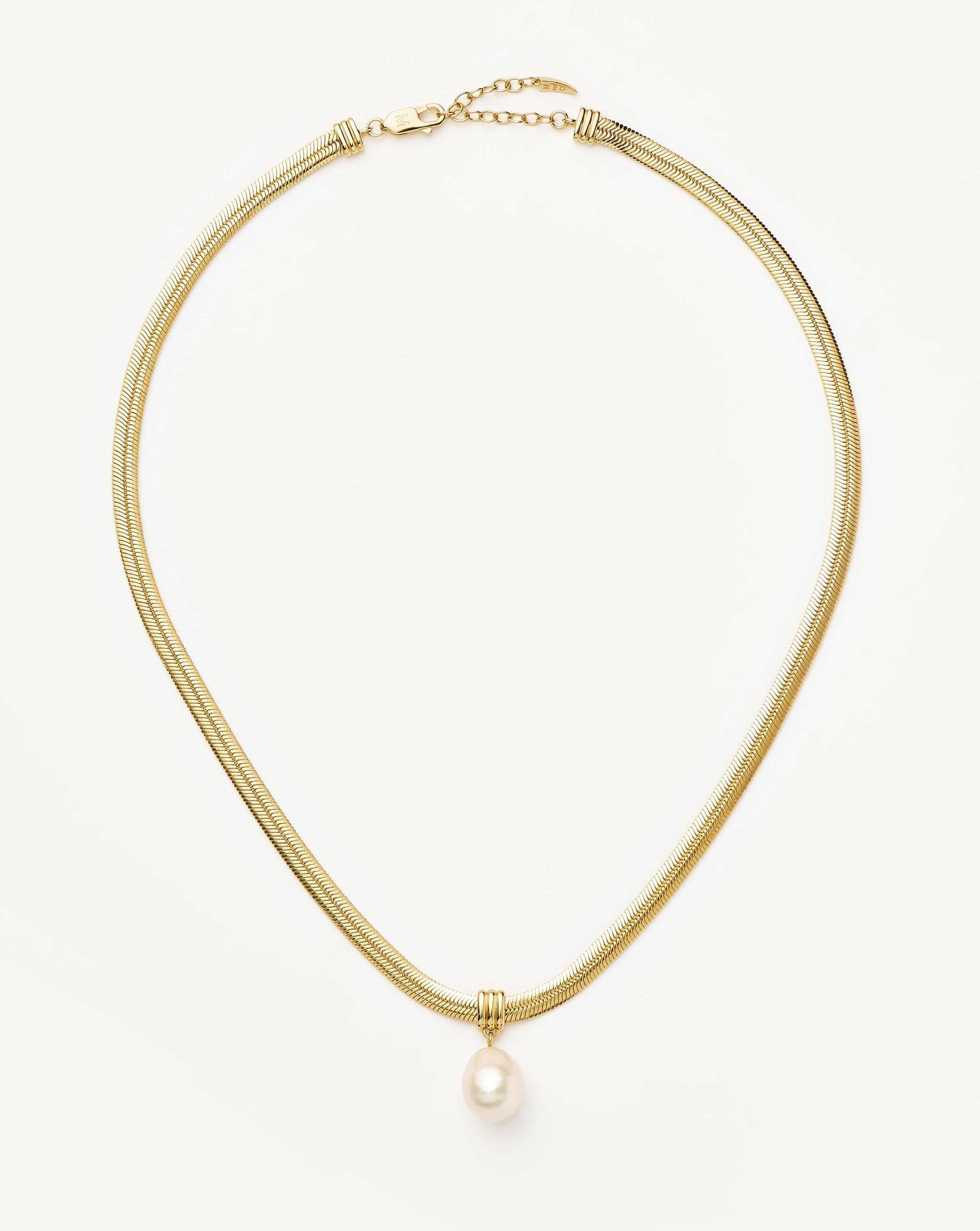 Baroque Pearl Snake Chain Pendant Necklace | 18ct Gold Plated Vermeil/Pearl Necklaces Missoma