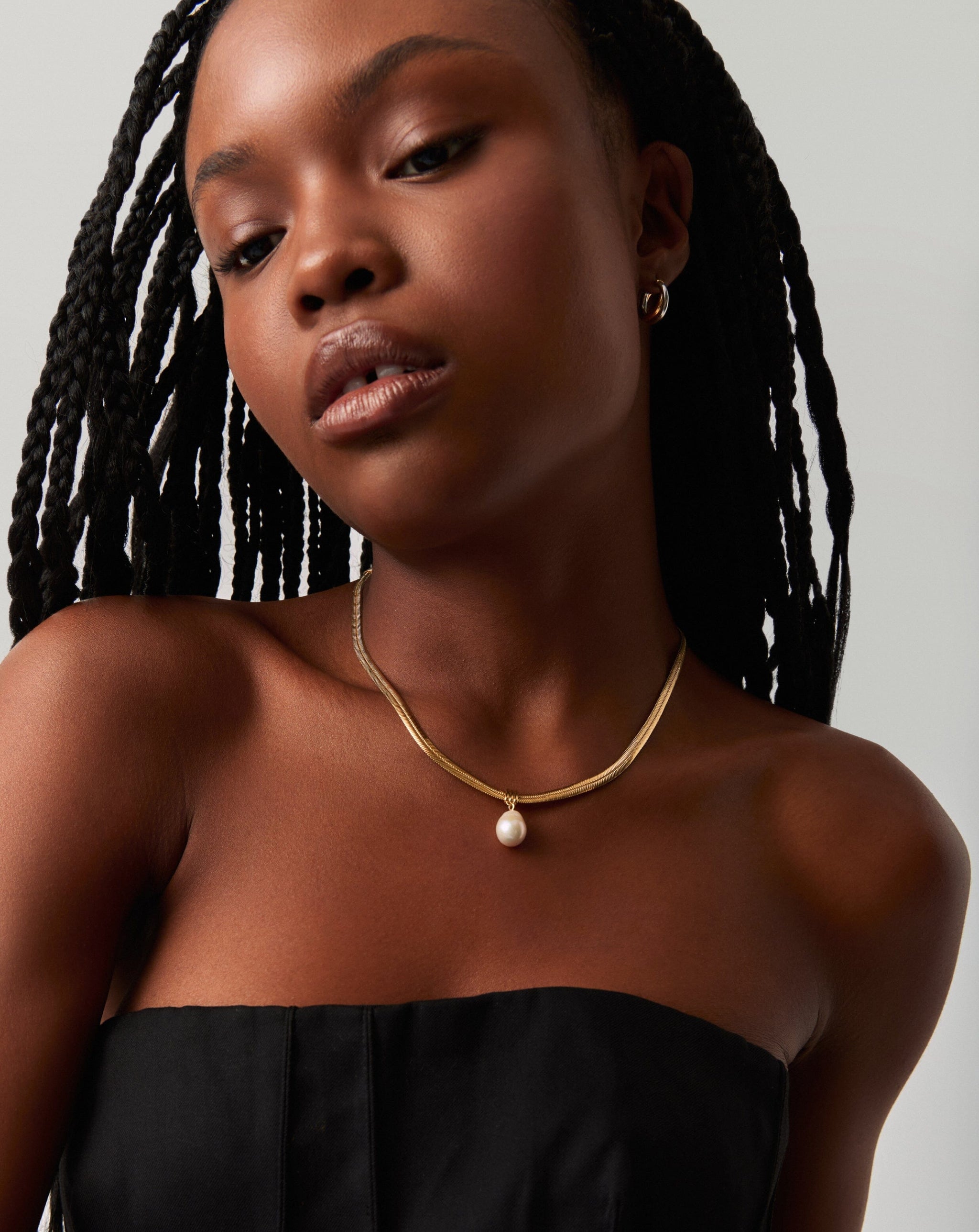 Baroque Pearl Snake Chain Pendant Necklace | 18ct Gold Plated Vermeil/Pearl Necklaces Missoma