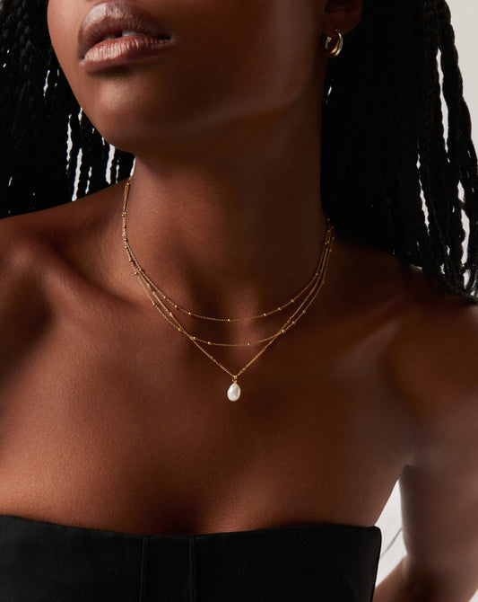 Baroque Pearl Twisted Chain Necklace | 18ct Gold Plated Vermeil/Pearl Necklaces Missoma