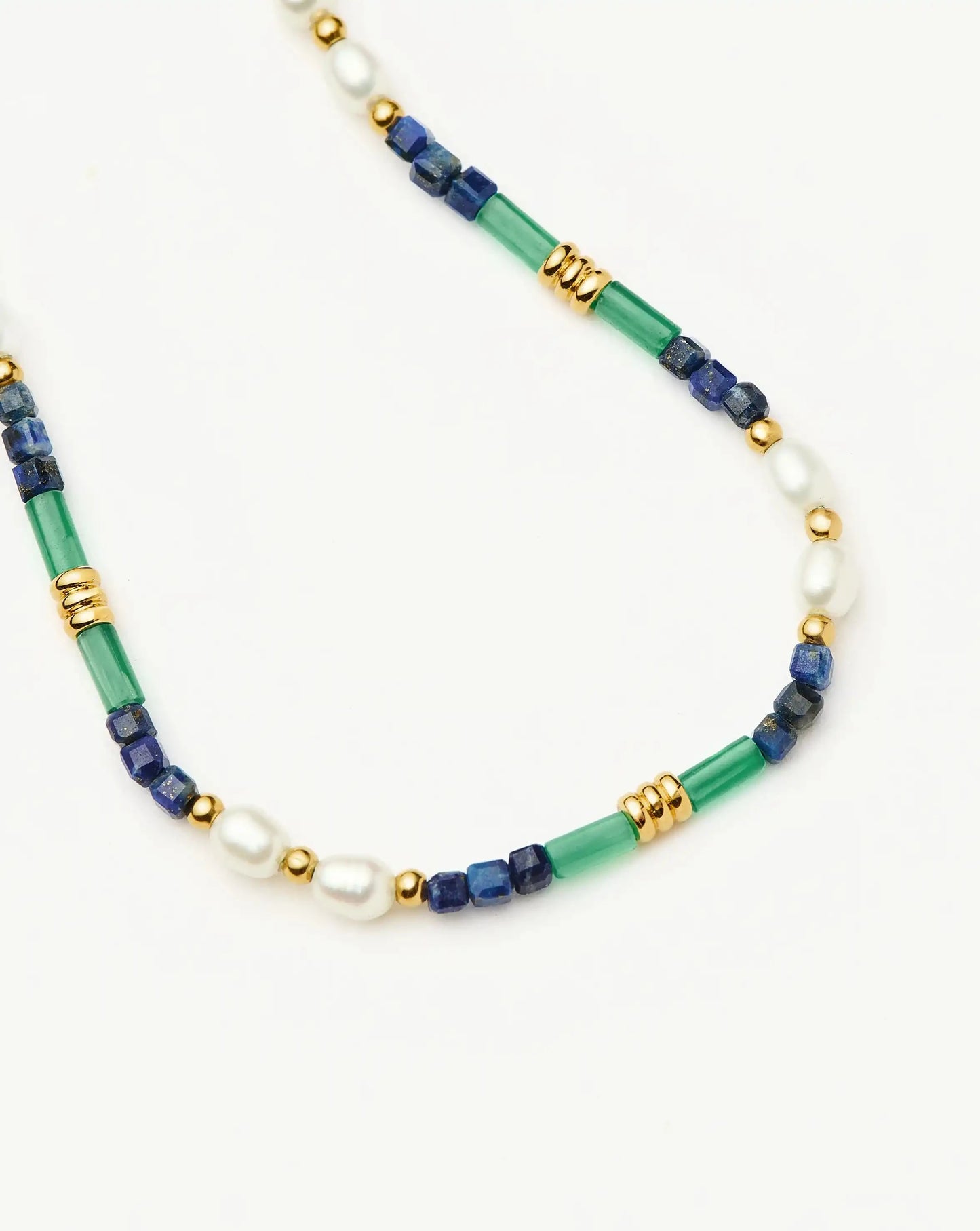 Beaded Gemstone & Pearl Bracelet | 18ct Gold Plated/Lagoon Blue Bracelets Missoma