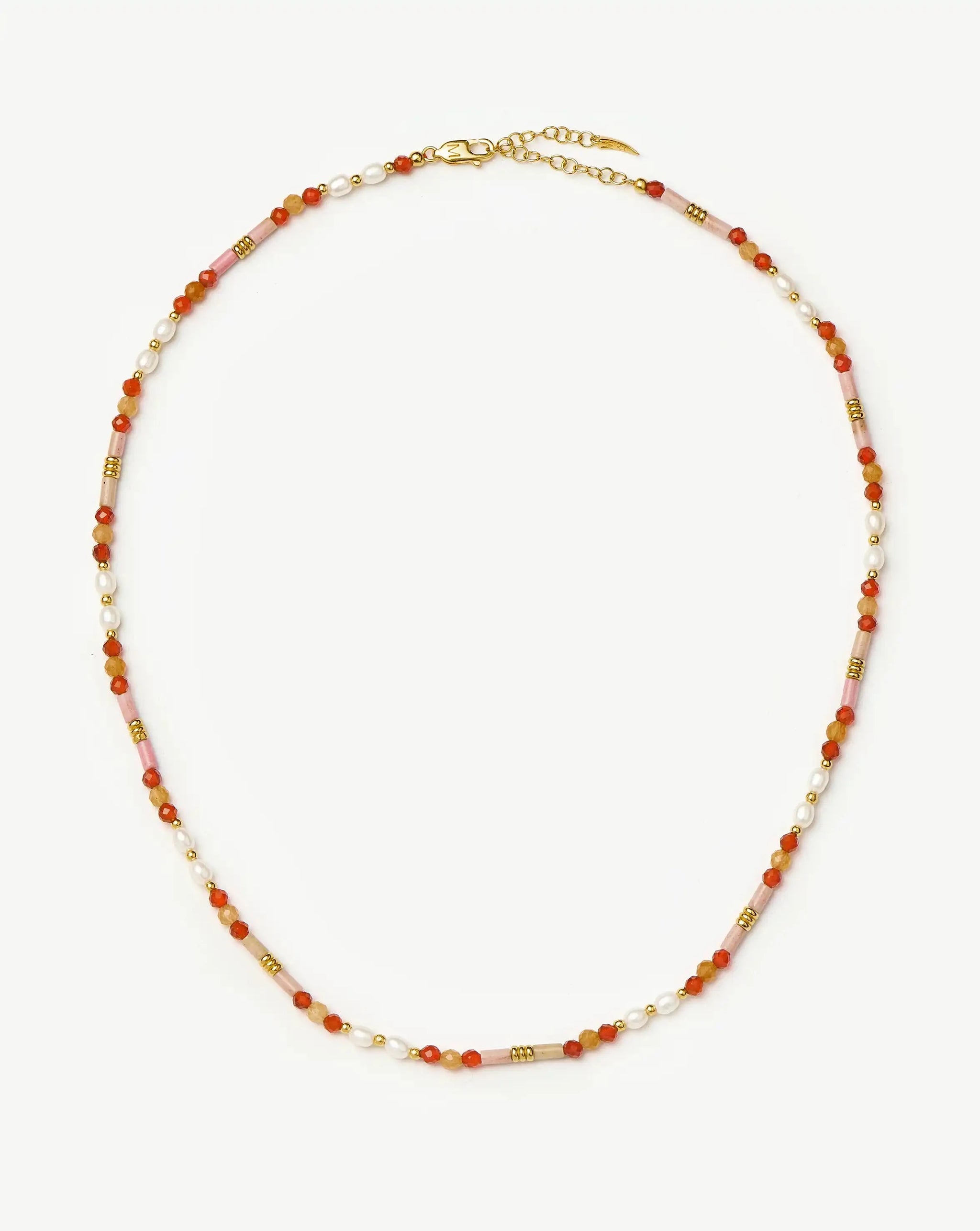 Beaded Gemstone & Pearl Short Necklace | 18ct Gold Plated/Paloma Pink Necklaces Missoma