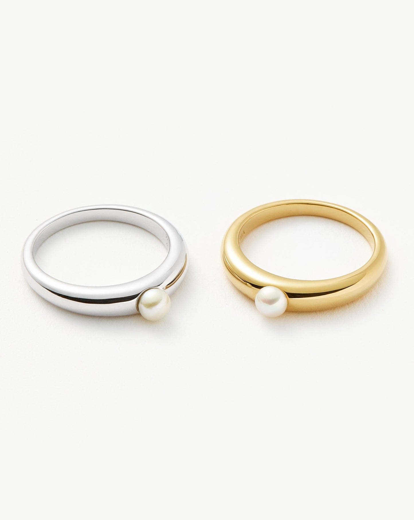 Button Pearl Classic Stacking Ring | 18ct Gold Plated Vermeil/Pearl Rings Missoma