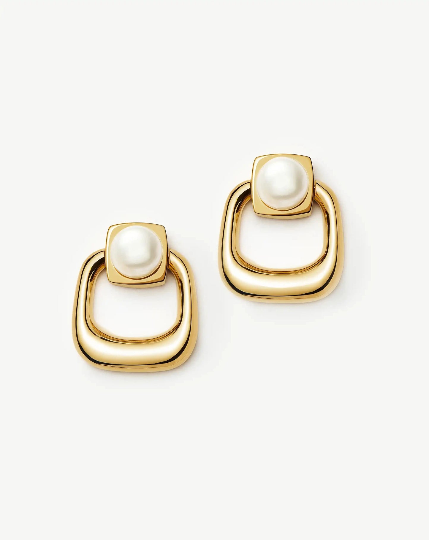 Button Pearl Statement Stud Earrings | 18ct Gold Plated/Pearl Earrings Missoma