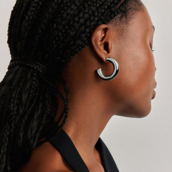 Chubby Large Hoop Earrings | Silver Plated Earrings Missoma