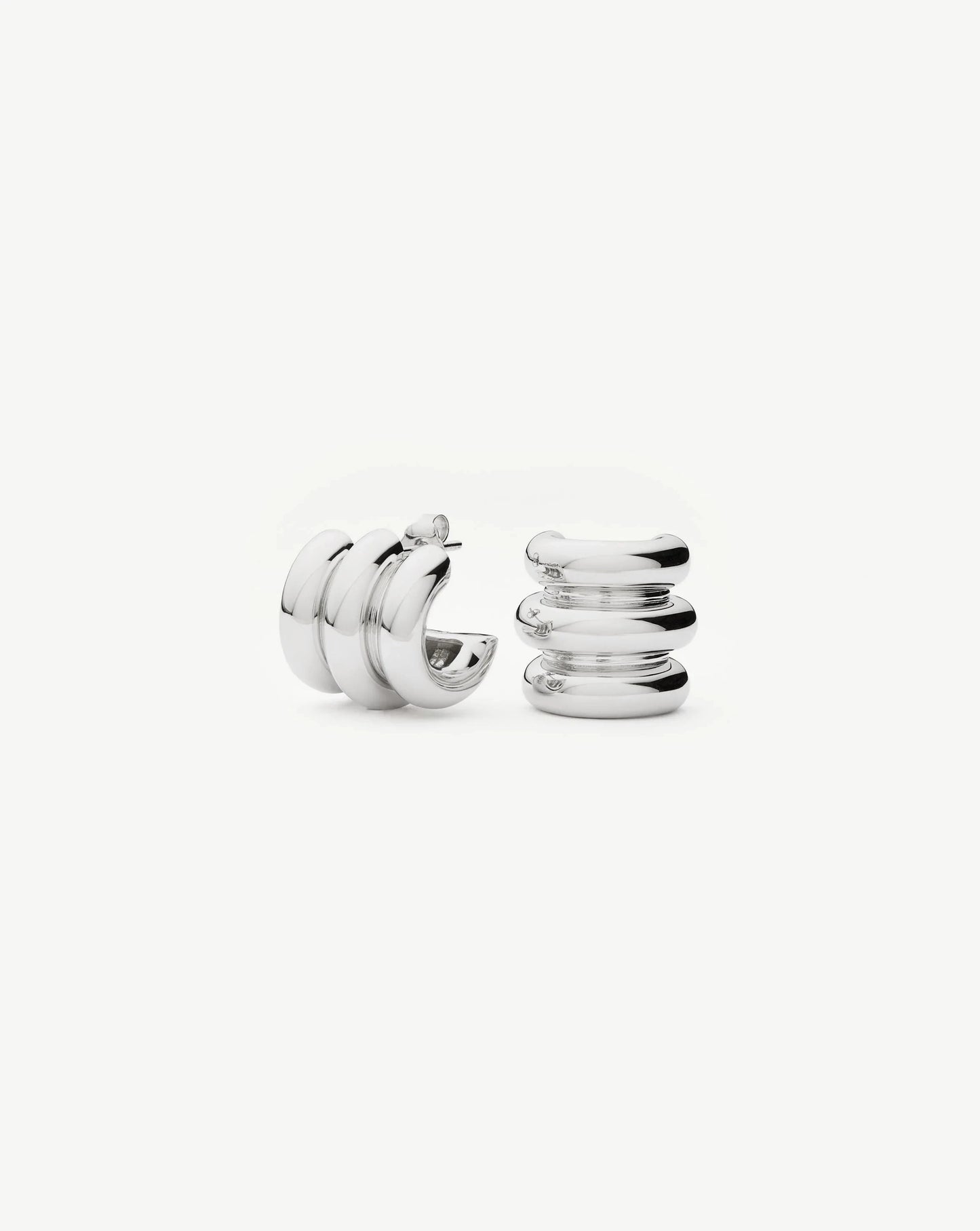 Chubby Triple Small Hoop Earrings | Silver Plated Earrings Missoma