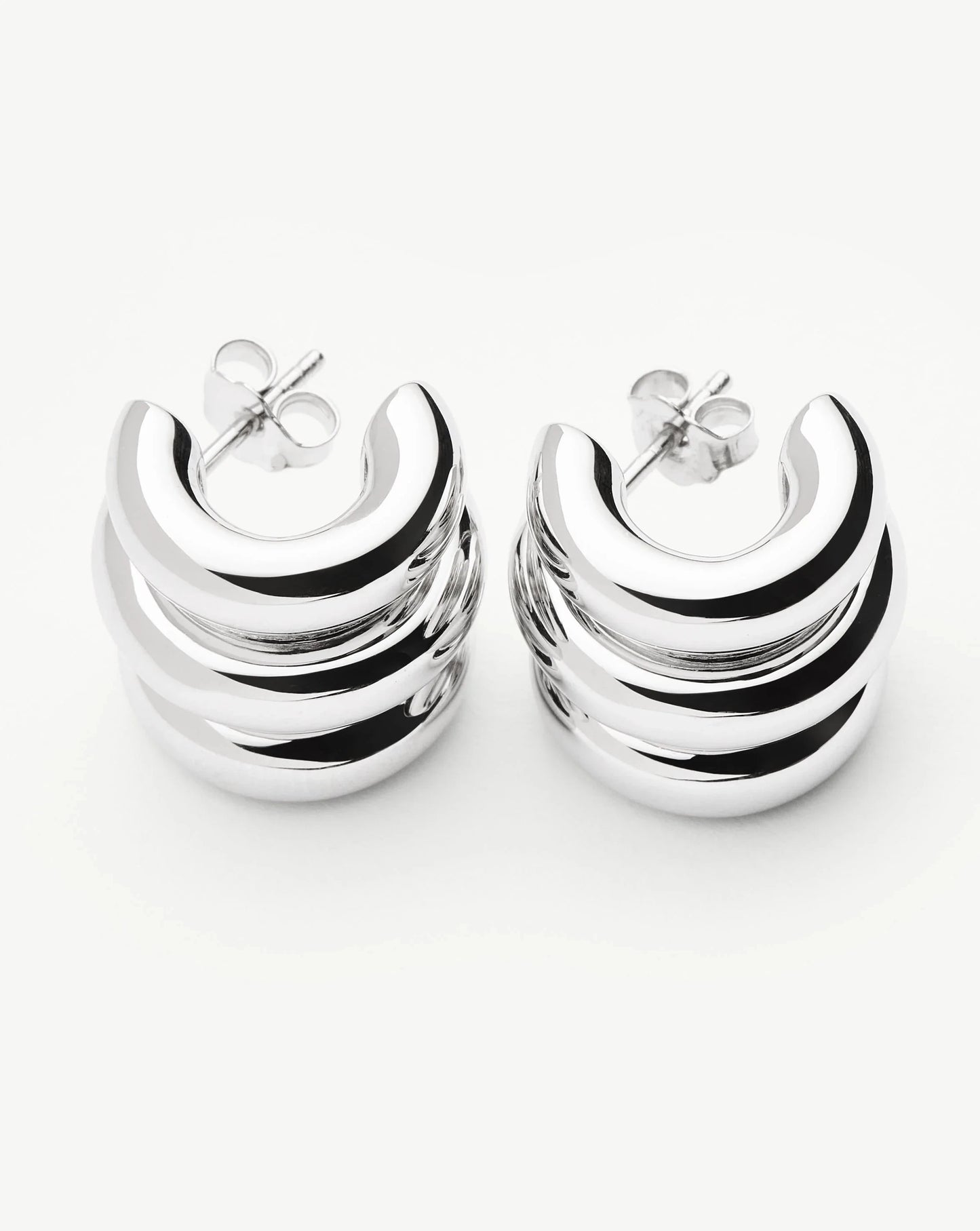 Chubby Triple Small Hoop Earrings | Silver Plated Earrings Missoma