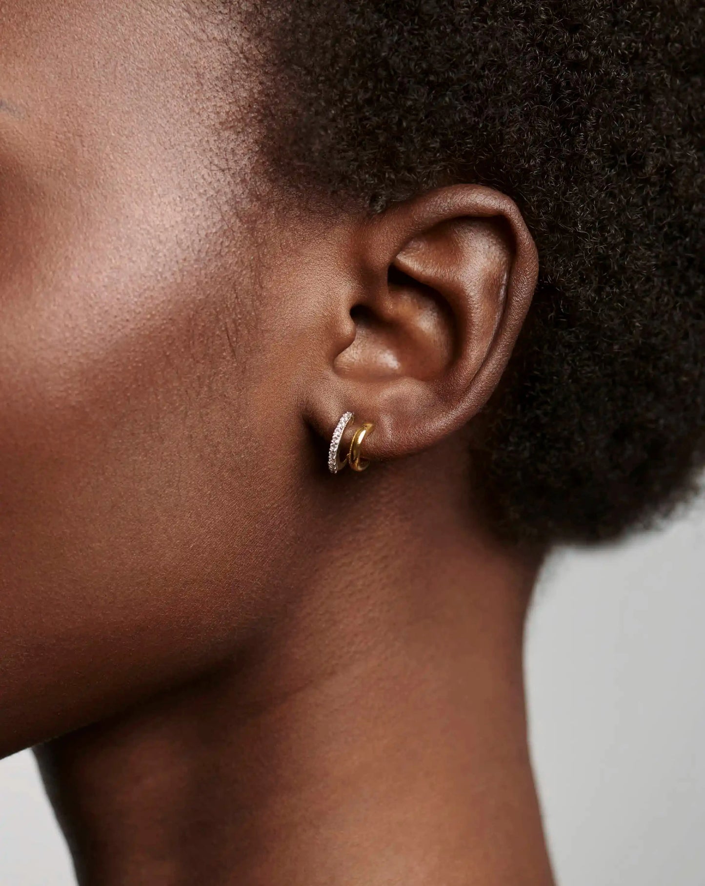 Classic Double Huggies | 18ct Gold Vermeil/Cubic Zirconia Earrings Missoma