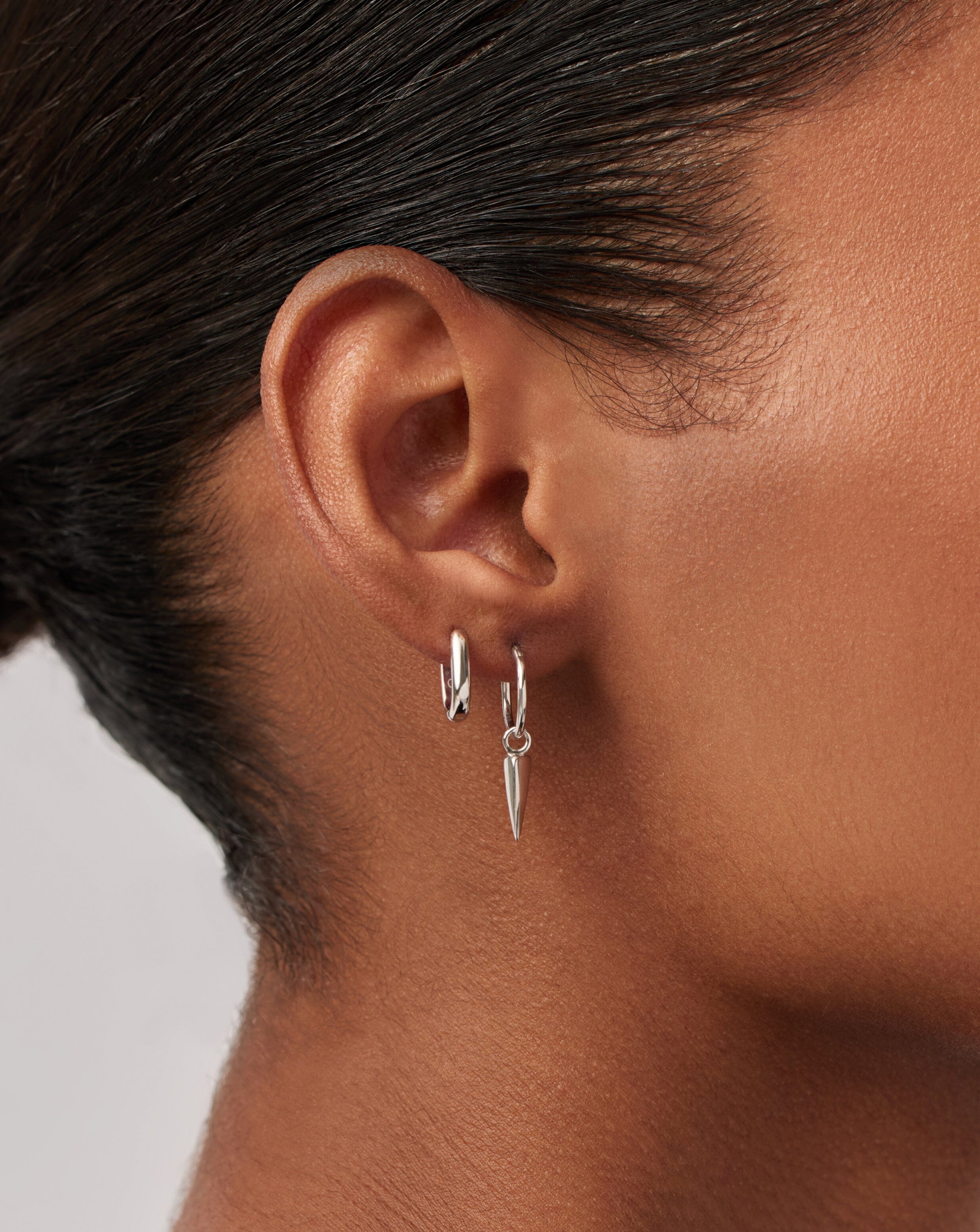 Classic Ovate Huggies | Rhodium Plated on Recycled Sterling Silver Earrings Missoma 