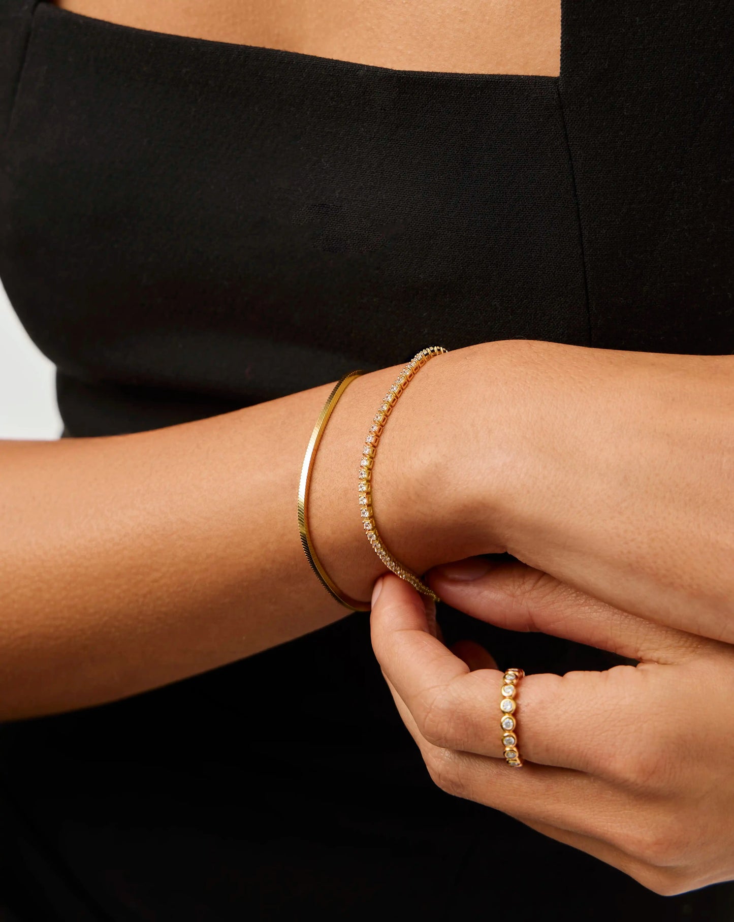 Classic Tennis & Snake Chain Bracelet Set | 18ct Gold Vermeil Layering Sets Missoma