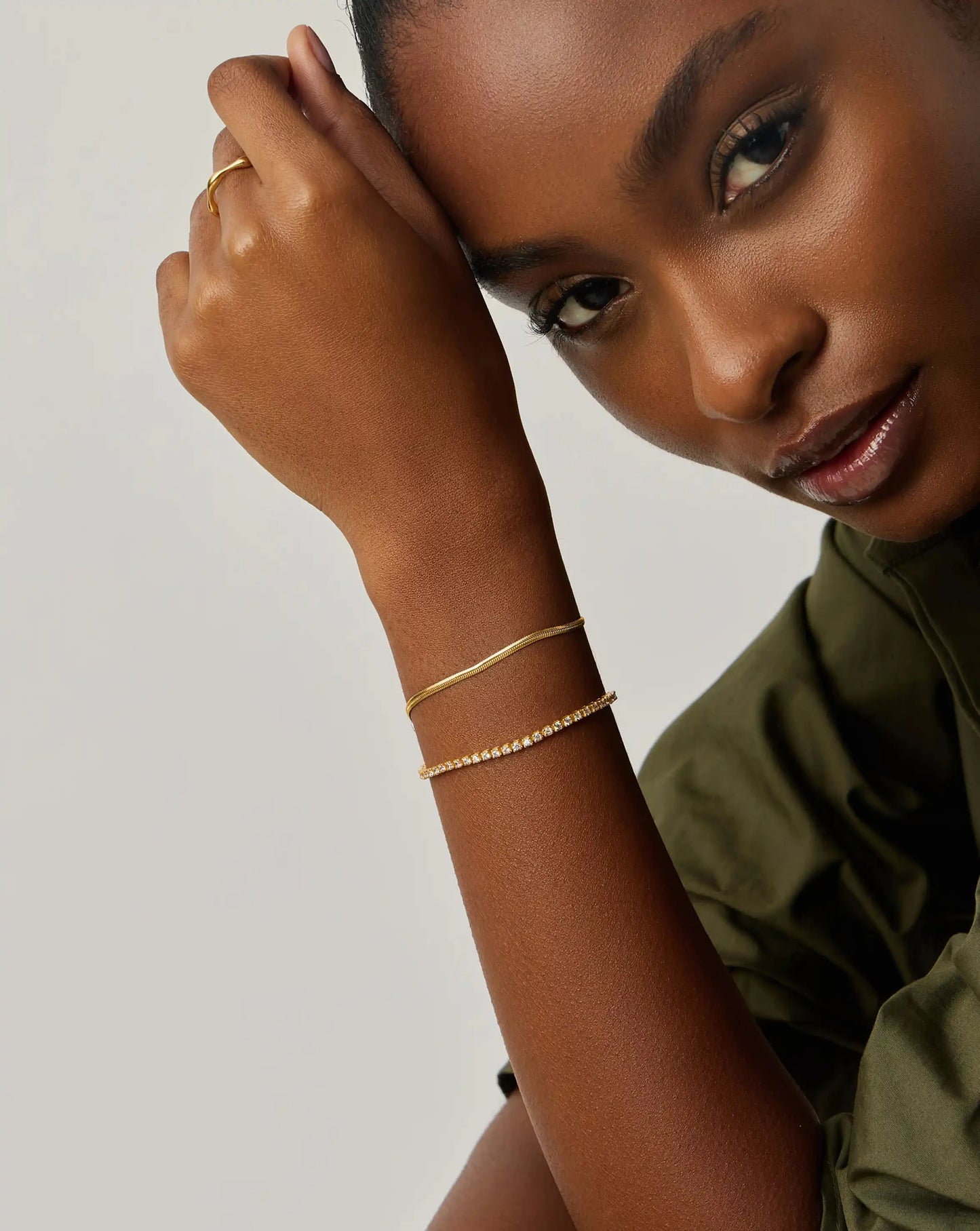 Classic Tennis & Snake Chain Bracelet Set | 18ct Gold Vermeil/18ct Gold Plated Bracelets Missoma