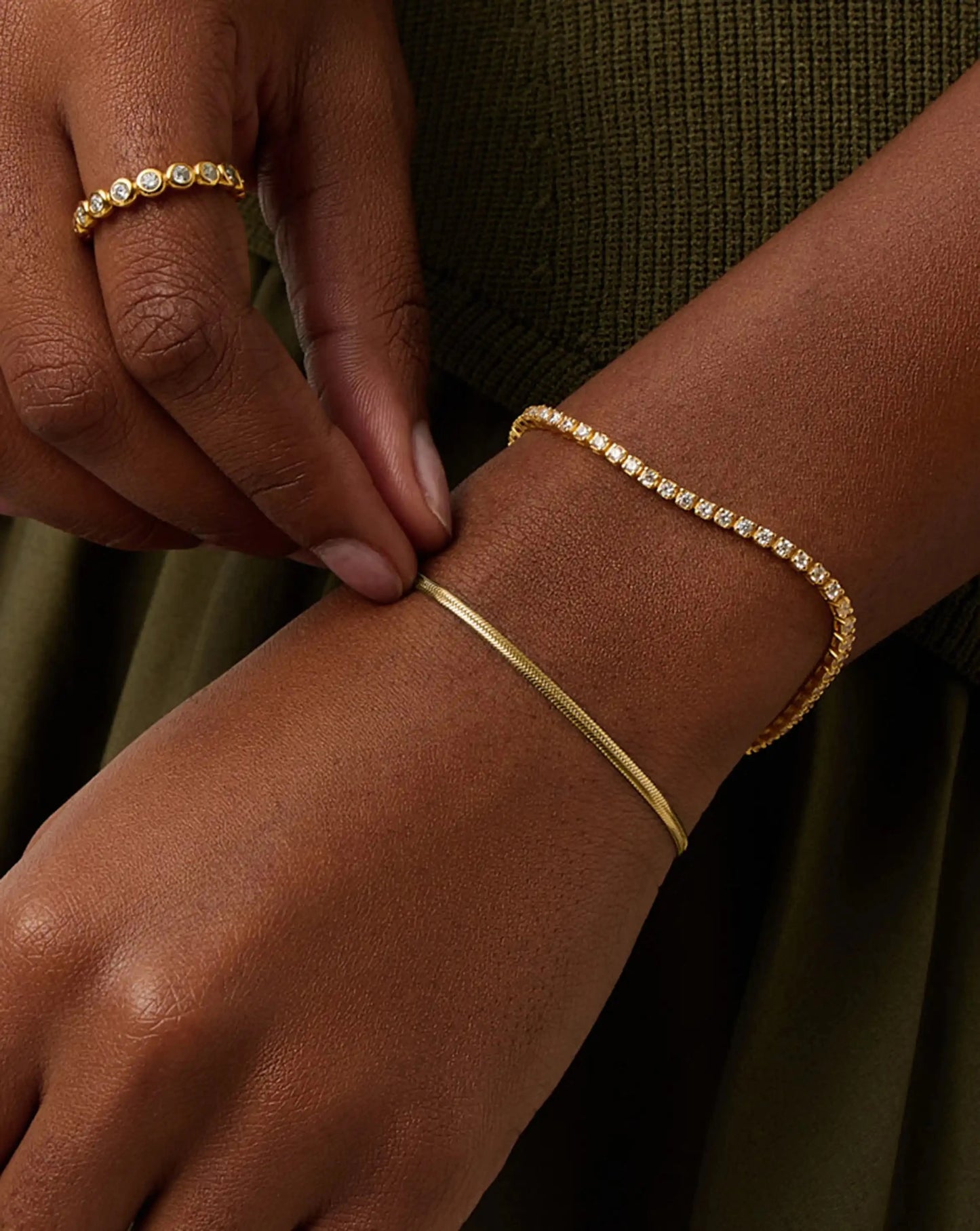 Classic Tennis & Snake Chain Bracelet Set | 18ct Gold Vermeil/18ct Gold Plated Bracelets Missoma