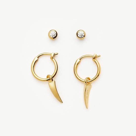 Claw Hoop & Stud Earring Set | 18ct Gold Vermeil Layering Sets Missoma