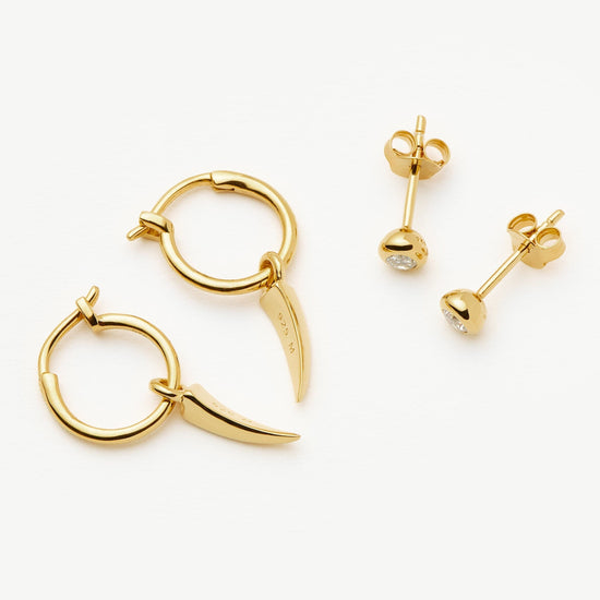 Claw Hoop & Stud Earring Set | 18ct Gold Vermeil Layering Sets Missoma