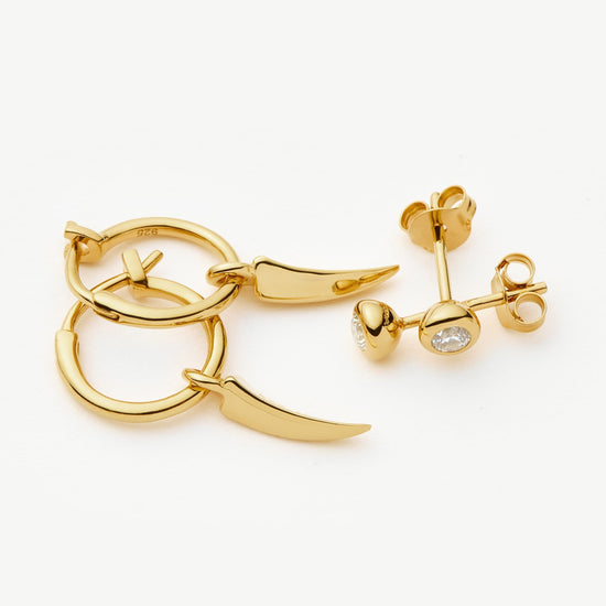 Claw Hoop & Stud Earring Set | 18ct Gold Vermeil Layering Sets Missoma