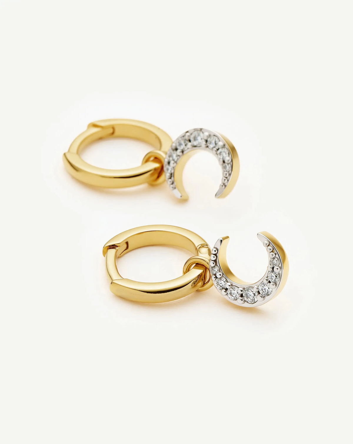 Crescent Moon Mini Charm Hoop Earrings | 18ct Gold Plated/Cubic Zirconia Earrings Missoma