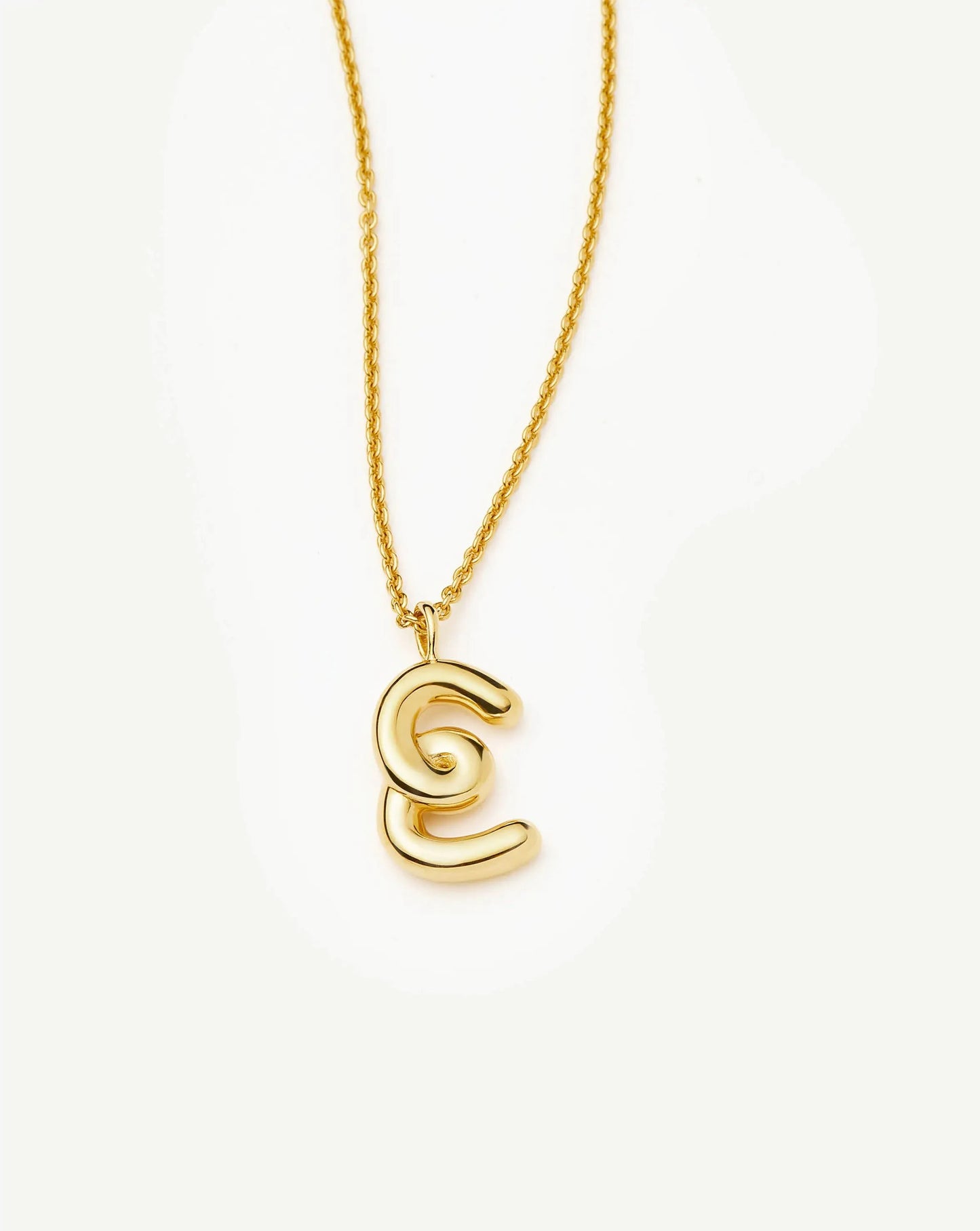 Curly Molten Initial Pendant Necklace - E | 18ct Gold Vermeil Necklaces Missoma
