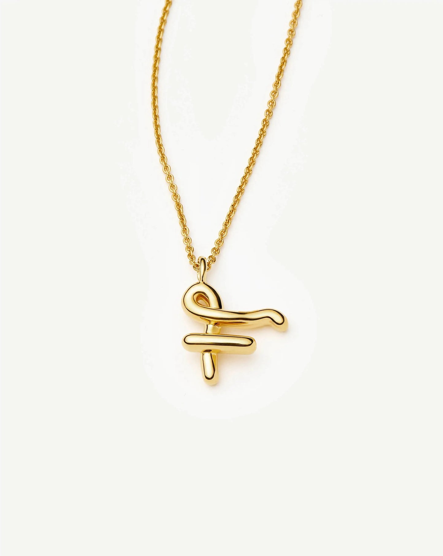 Curly Molten Initial Pendant Necklace - F | 18ct Gold Vermeil Necklaces Missoma