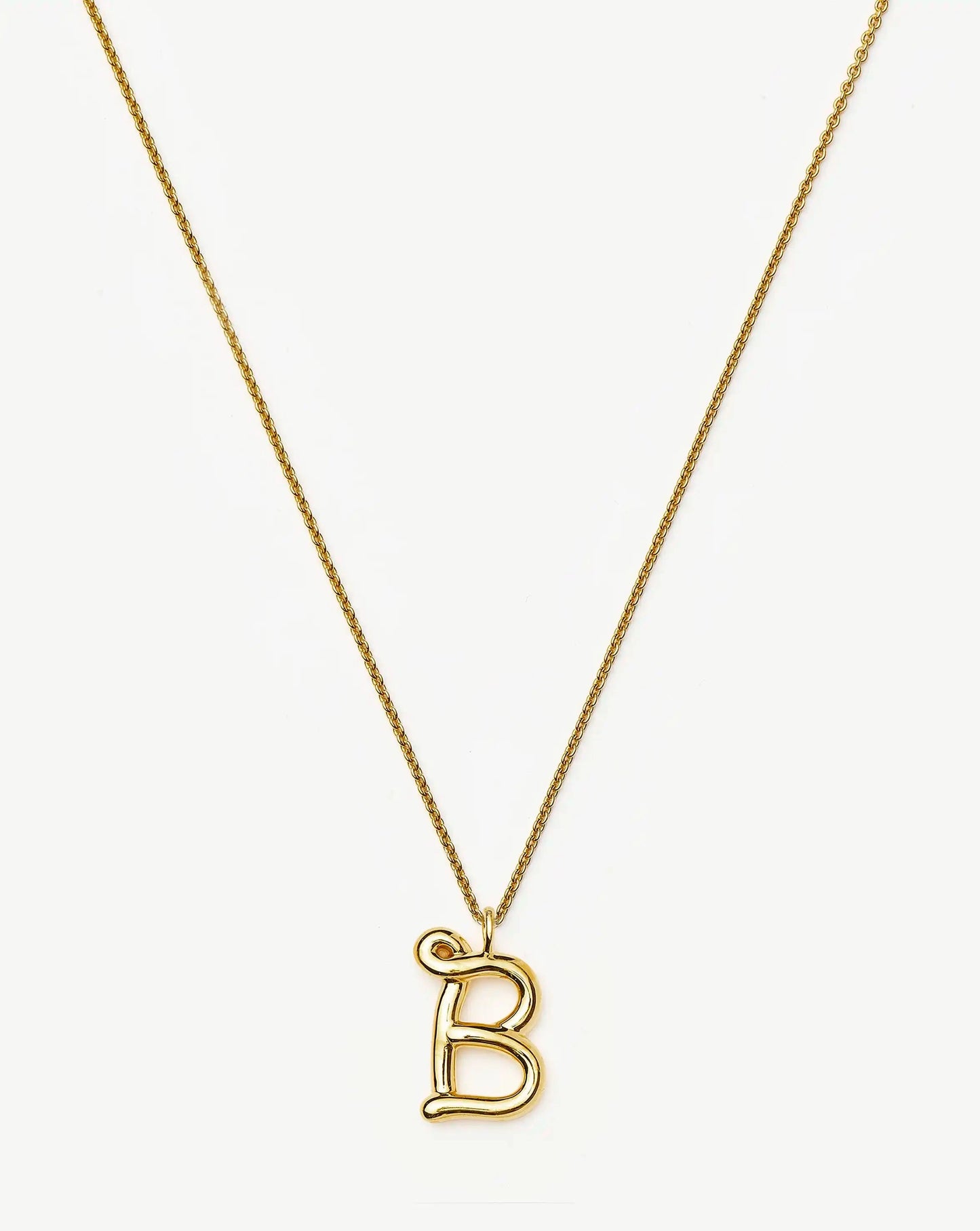 Curly Molten Initial Pendant Necklace - Initial B | 18ct Gold Vermeil Necklaces Missoma