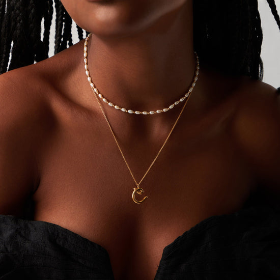 Curly Molten Initial Pendant Necklace - Initial C | 18ct Gold Plated Vermeil Necklaces Missoma