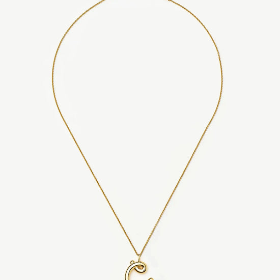 Curly Molten Initial Pendant Necklace - Initial C | 18ct Gold Vermeil Necklaces Missoma