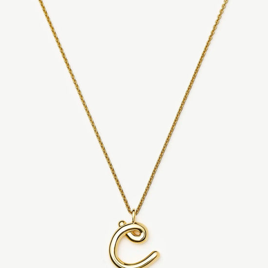 Curly Molten Initial Pendant Necklace - Initial C | 18ct Gold Vermeil Necklaces Missoma