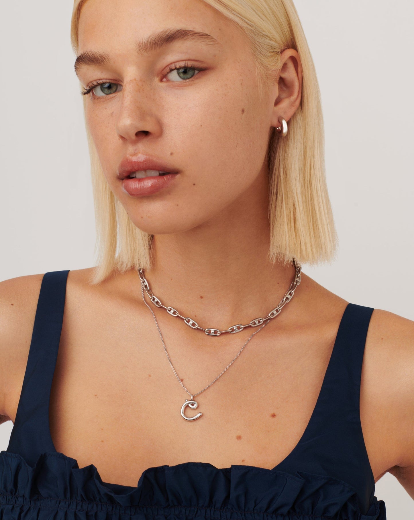 Curly Molten Initial Pendant Necklace - Initial C | Sterling Silver Necklaces Missoma