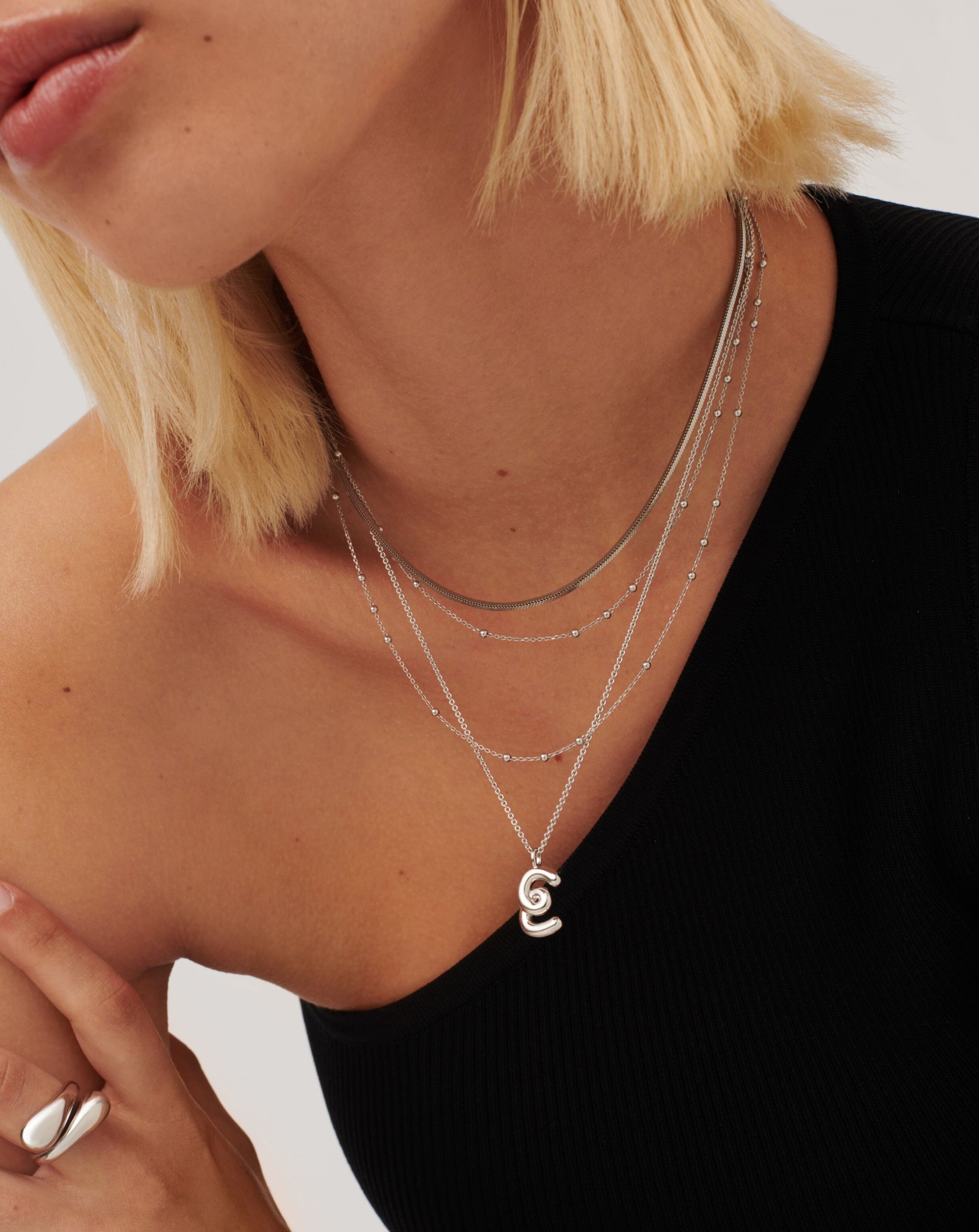 Curly Molten Initial Pendant Necklace - Initial E | Sterling Silver Necklaces Missoma