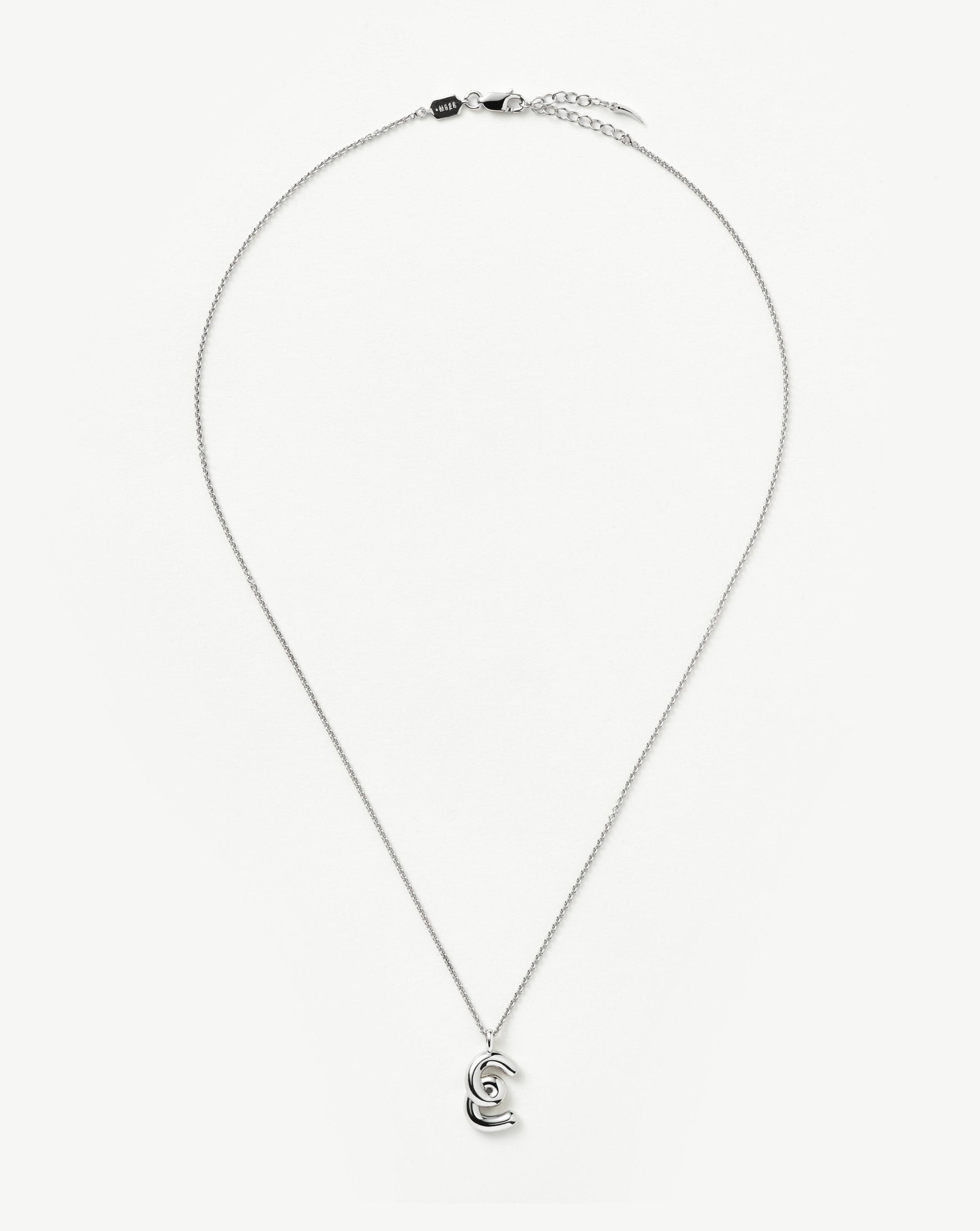 Curly Molten Initial Pendant Necklace - Initial E | Sterling Silver Necklaces Missoma