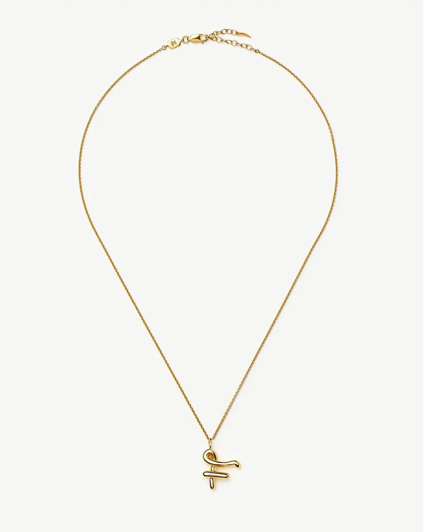 Curly Molten Initial Pendant Necklace - Initial F | 18ct Gold Vermeil Necklaces Missoma