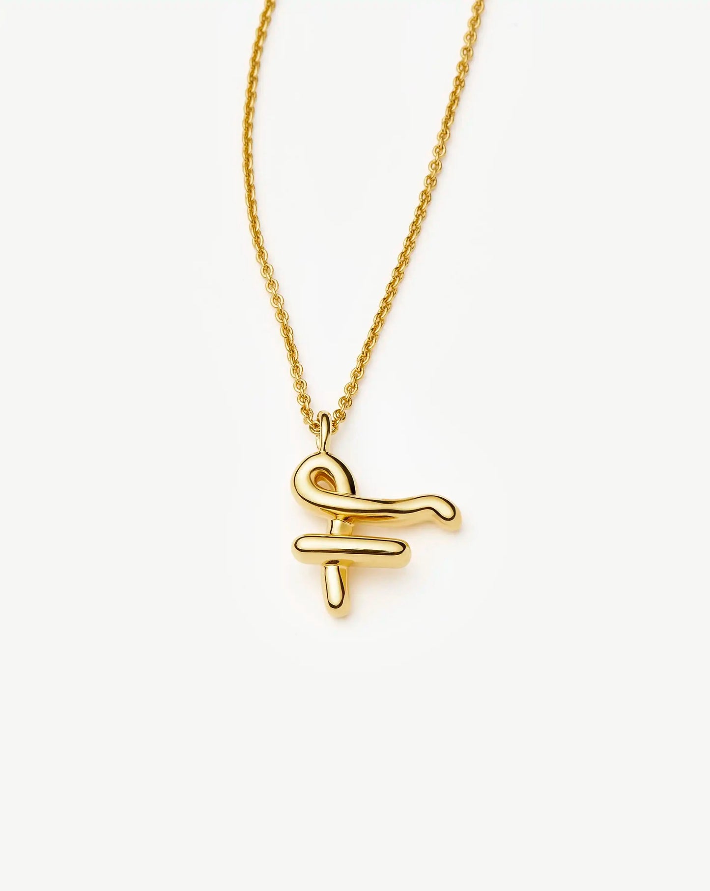 Curly Molten Initial Pendant Necklace - Initial F | 18ct Gold Vermeil Necklaces Missoma