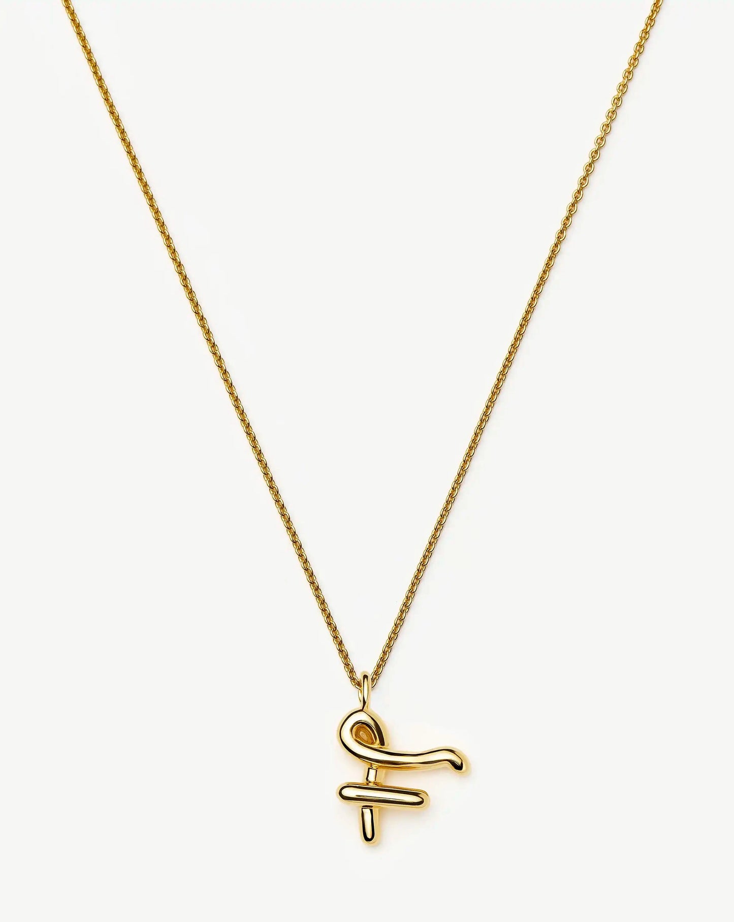 Curly Molten Initial Pendant Necklace - Initial F | 18ct Gold Vermeil Necklaces Missoma
