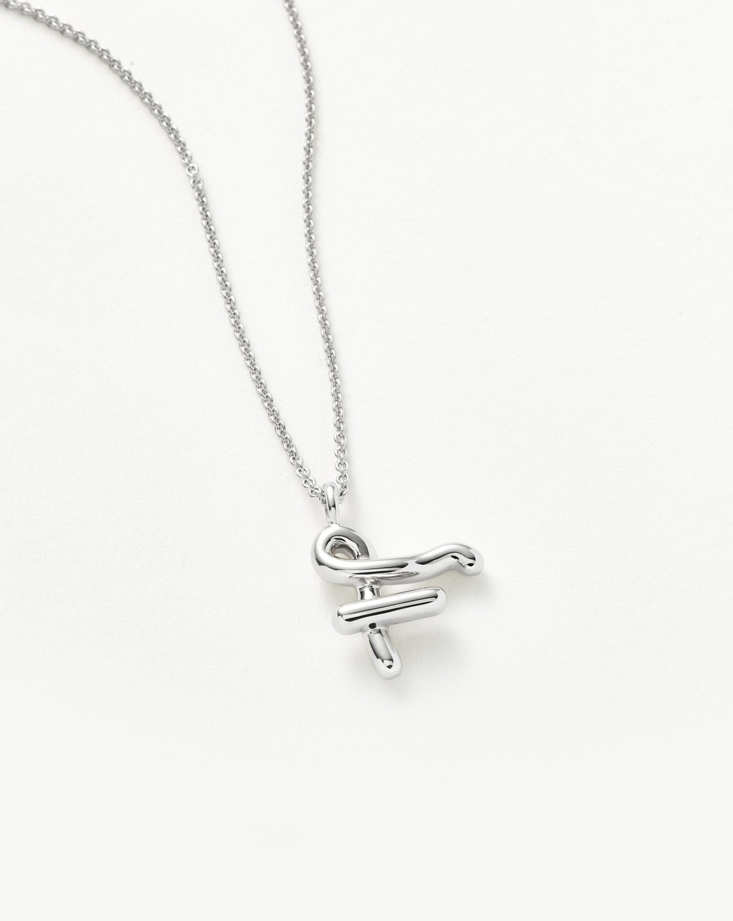 Curly Molten Initial Pendant Necklace - Initial F | Sterling Silver Necklaces Missoma