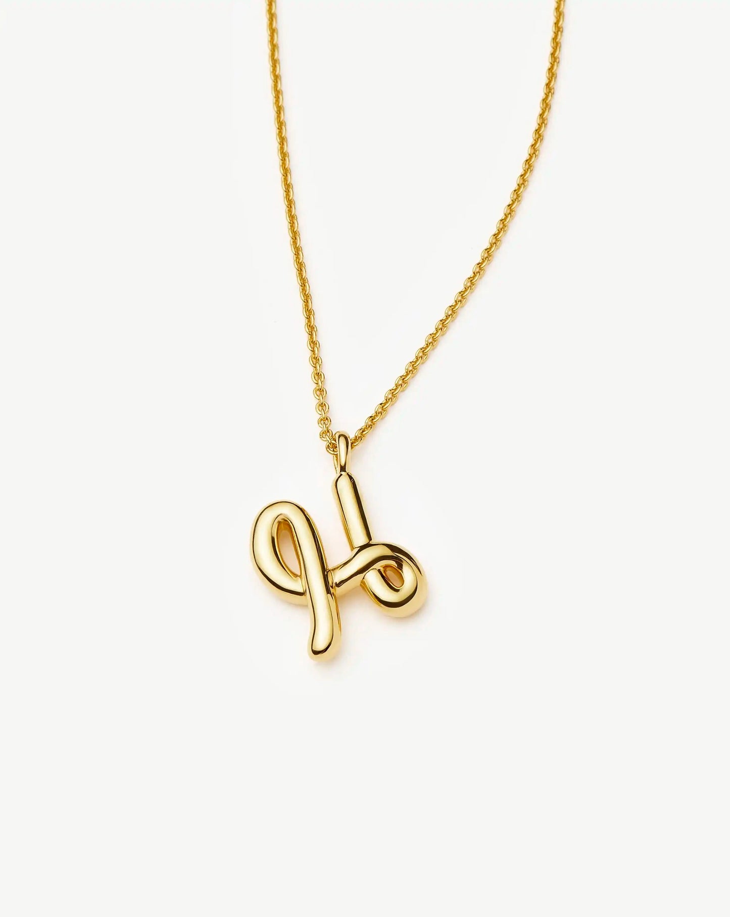 Curly Molten Initial Pendant Necklace - Initial H | 18ct Gold Vermeil Necklaces Missoma