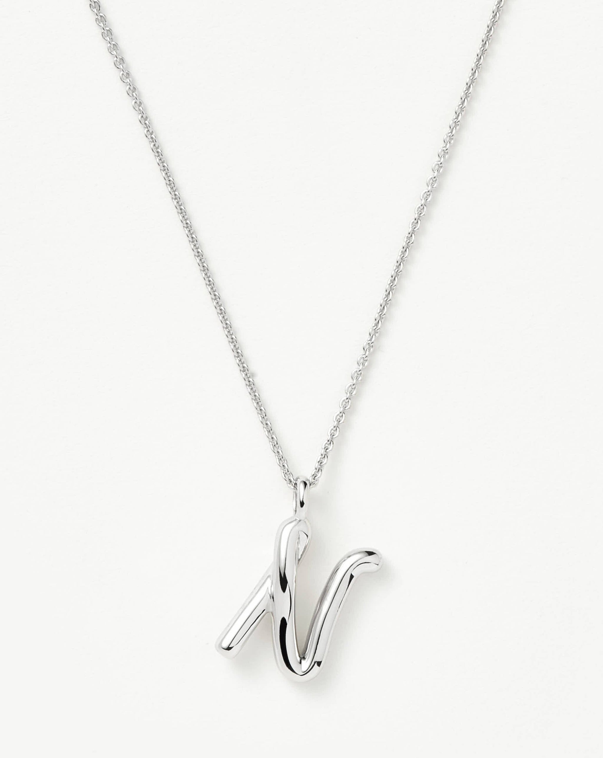 Curly Molten Initial Pendant Necklace - Initial N | Sterling Silver Necklaces Missoma