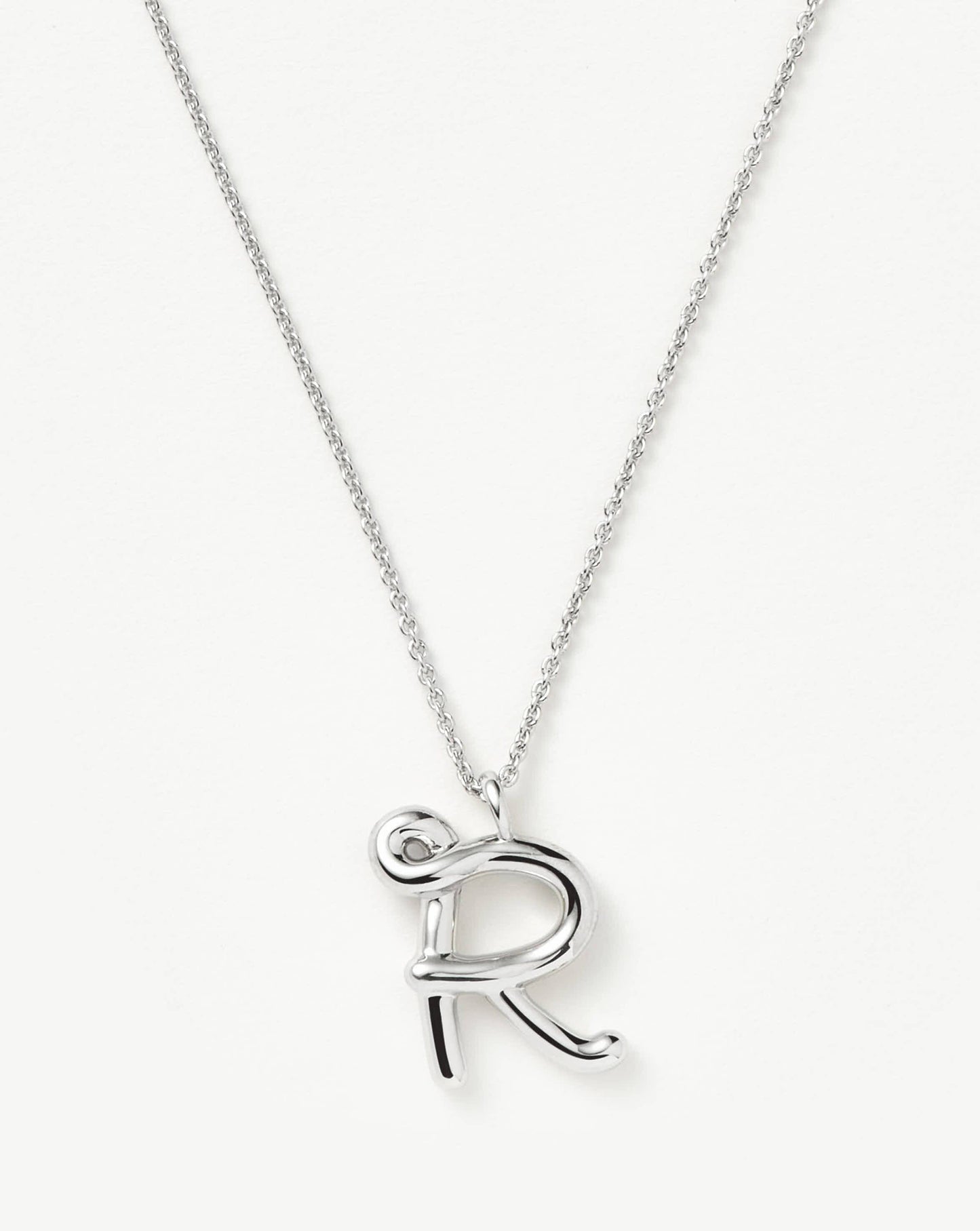 Curly Molten Initial Pendant Necklace - Initial R | Sterling Silver Necklaces Missoma