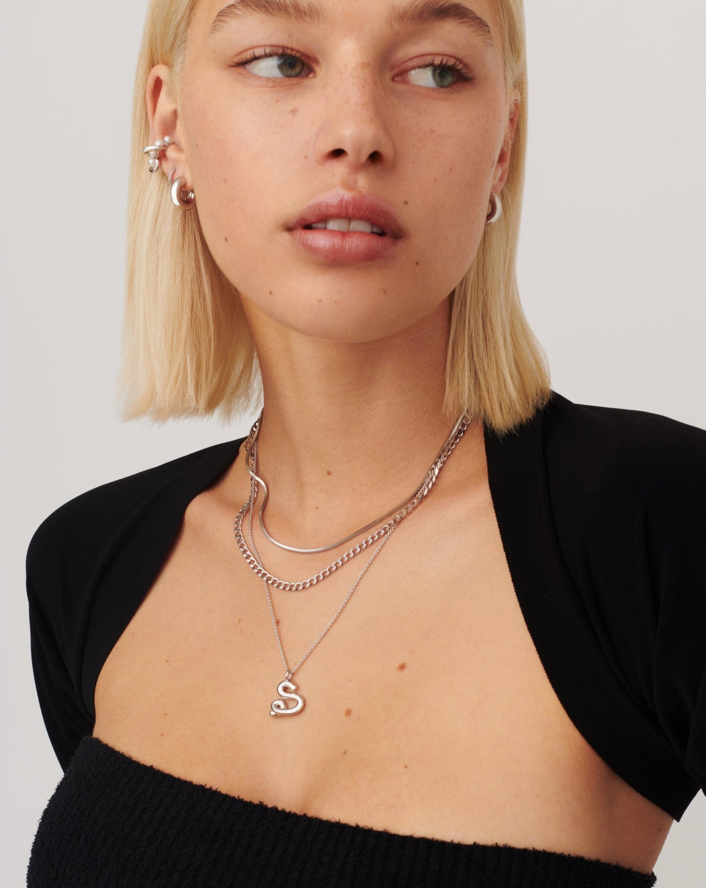 Curly Molten Initial Pendant Necklace - Initial S | Sterling Silver Necklaces Missoma