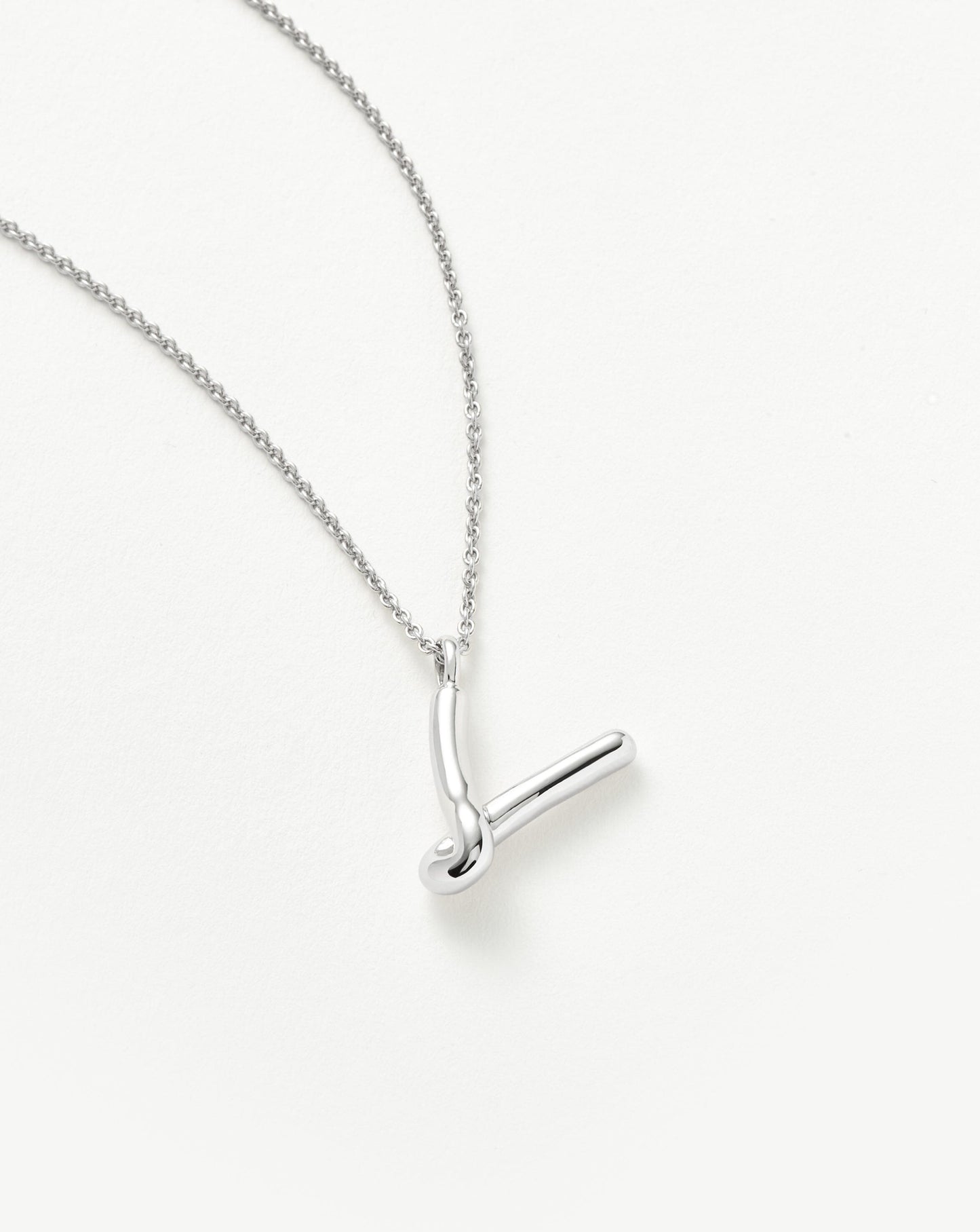 Curly Molten Initial Pendant Necklace - Initial V | Sterling Silver Necklaces Missoma