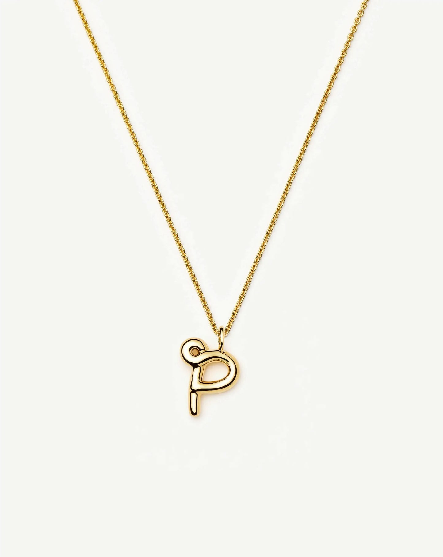 Curly Molten Initial Pendant Necklace - P | 18ct Gold Vermeil Necklaces Missoma