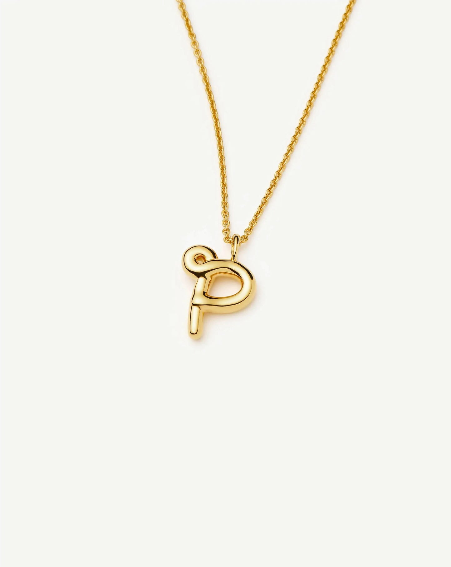 Curly Molten Initial Pendant Necklace - P | 18ct Gold Vermeil Necklaces Missoma