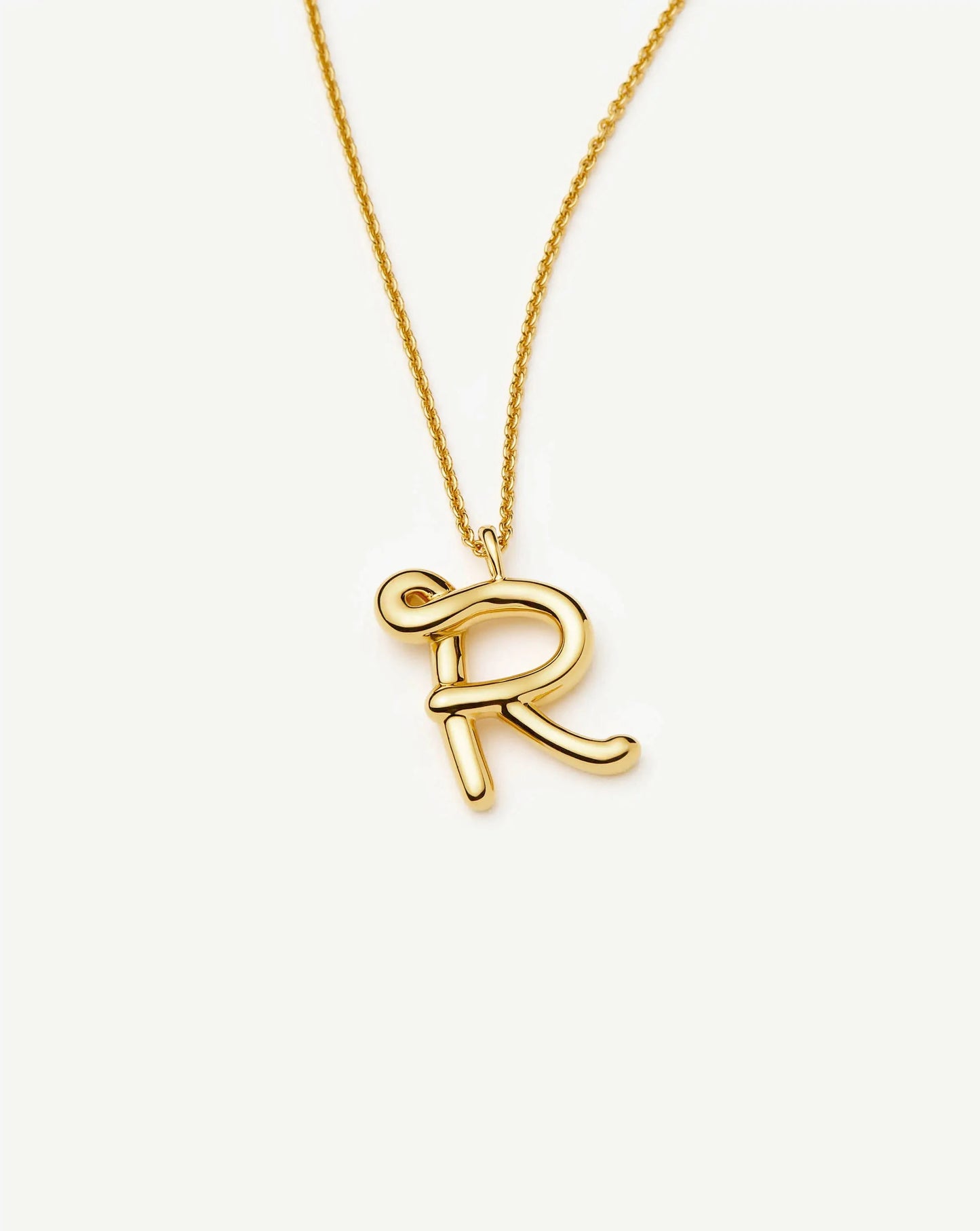 Curly Molten Initial Pendant Necklace - R | 18ct Gold Vermeil Necklaces Missoma