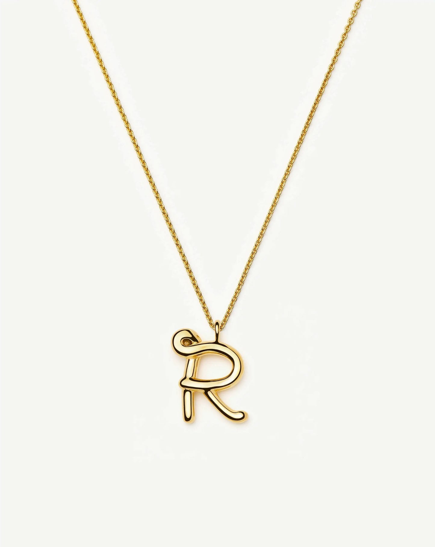 Curly Molten Initial Pendant Necklace - R | 18ct Gold Vermeil Necklaces Missoma