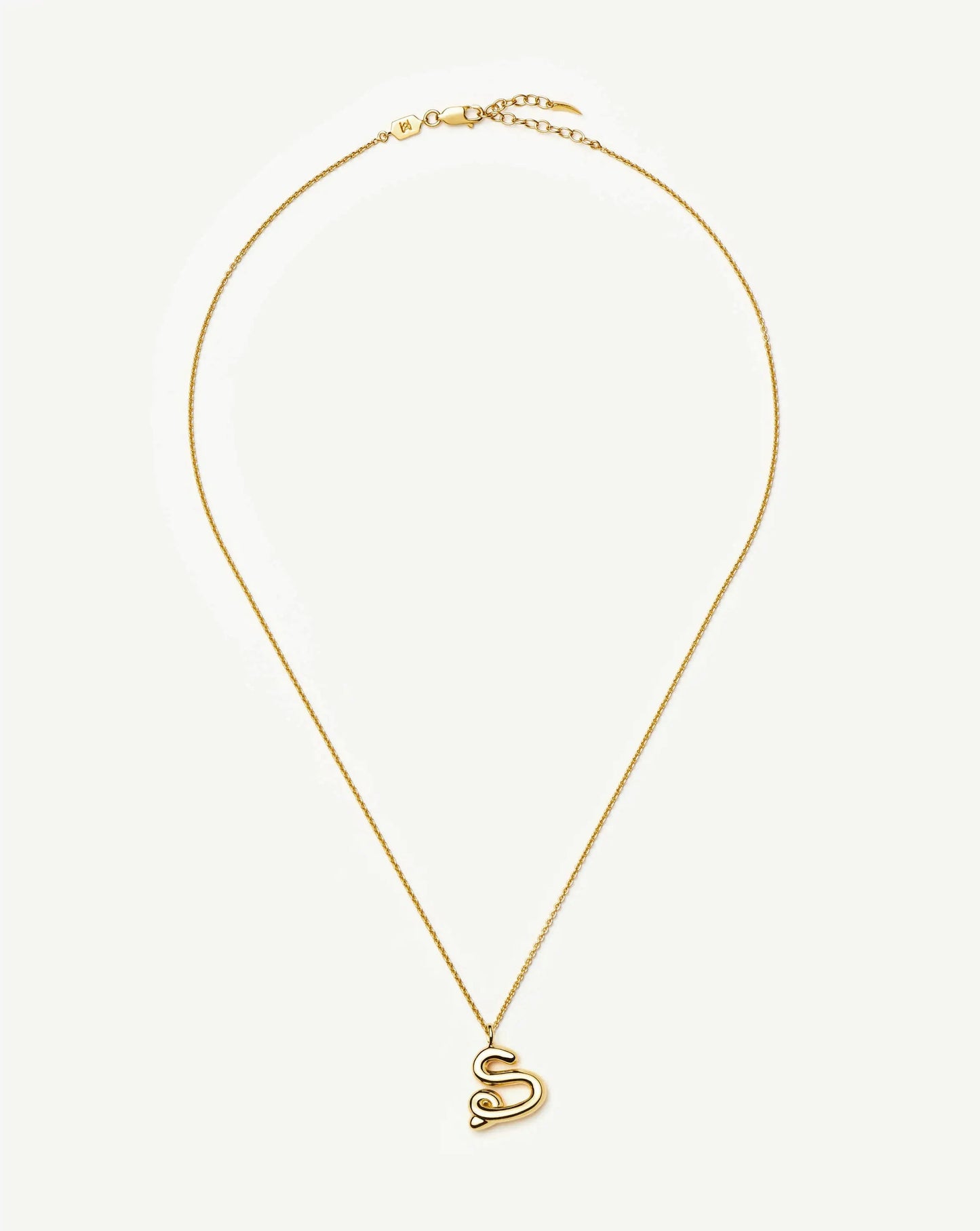 Curly Molten Initial Pendant Necklace - S | 18ct Gold Vermeil Necklaces Missoma