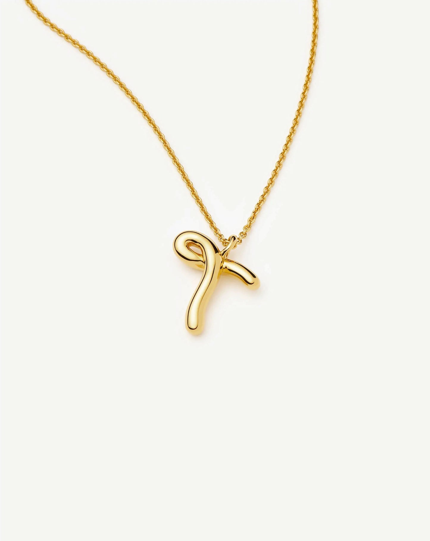 Curly Molten Initial Pendant Necklace - T | 18ct Gold Vermeil Necklaces Missoma